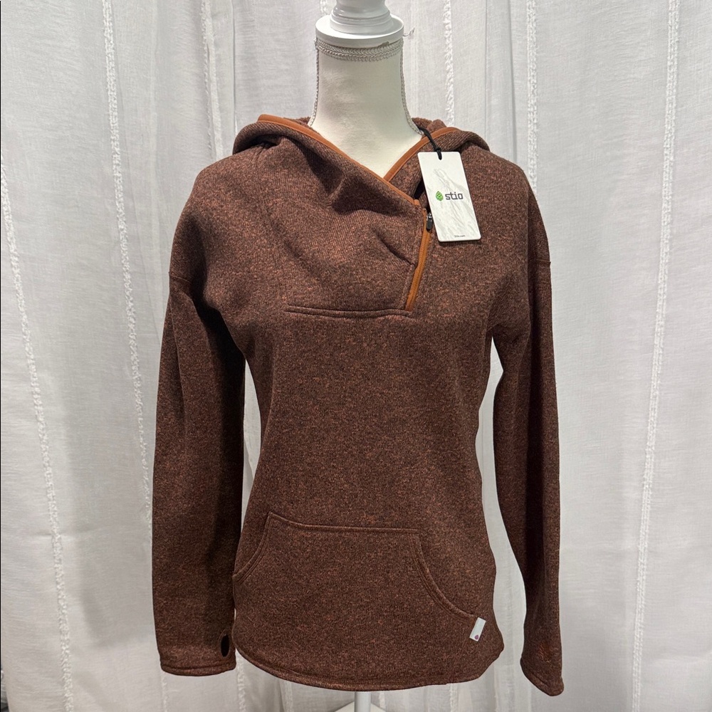 Stio women’s sweet water fleece hooded pullover mustang heather